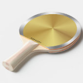 Gepersonaliseerde metalen zilver en goud monogram tafeltennisbatje (Voorkant Gekanteld)