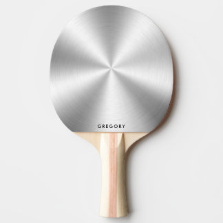 Gepersonaliseerde metallic glanzende zilveren text tafeltennisbatje