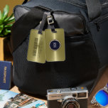 Gepersonaliseerde metallic goud roestvrij staal lo bagagelabel<br><div class="desc">Gepersonaliseerde metallic gouden print roestvrij staal look. Dit is geen metaal,  maar een afbeelding dat er metaalachtig uitziet.</div>