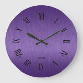 Gepersonaliseerde Metallic paarse romeinse cijfers Grote Klok (Voorkant)
