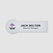 Gepersonaliseerde Metallic Silver Name Badge met L (Voorkant)