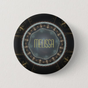 Gepersonaliseerde Metallic  Steampunk Fractal Ronde Button 5,7 Cm