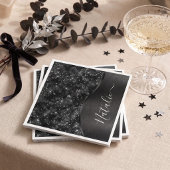Gepersonaliseerde Metallic Zwarte Glitters Servet