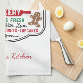 Gepersonaliseerde mevrouw Claus Kerstkoekje Baking Theedoek (Quarter Fold)