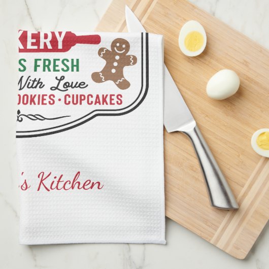 Gepersonaliseerde mevrouw Claus Kerstkoekje Baking Theedoek (Quarter Fold)