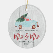 Gepersonaliseerde mevrouw en mevrouw Lesbian Coupl Keramisch Ornament (Links)