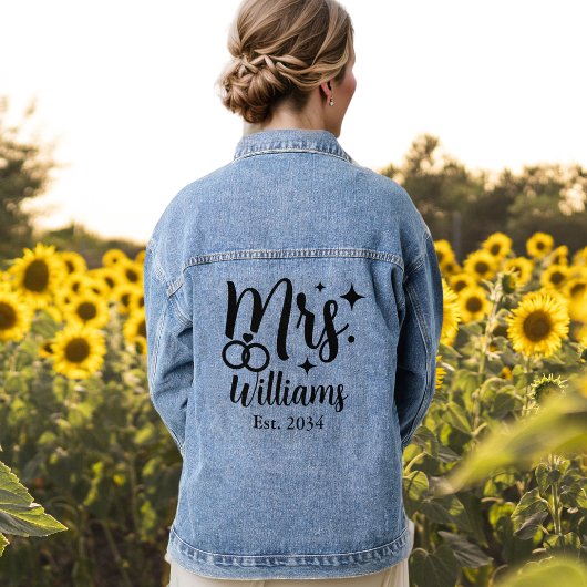 Gepersonaliseerde mevrouw Est Datum Bruid Bruiloft Denim Jacket