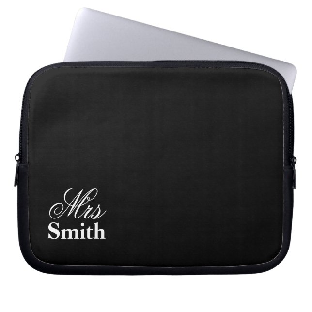 Gepersonaliseerde mevrouw naam laptop sleeve (Voorkant)