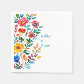 Gepersonaliseerde Mexicaanse Bloemenparen Douche Servet (Voorkant)