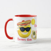 Gepersonaliseerde Mexicaanse Emoji in Sombrero met Mok (Links)