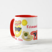 Gepersonaliseerde Mexicaanse Emoji in Sombrero met Mok (Voorkant links)