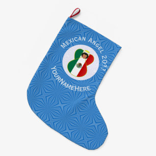Gepersonaliseerde Mexicaanse Engel Hanukkah Vlag  Grote Kerstsok