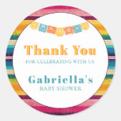 Gepersonaliseerde Mexicaanse Fiesta Gestreept Baby Ronde Sticker (Voorkant)