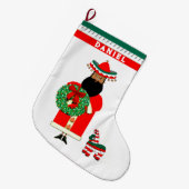 Gepersonaliseerde Mexicaanse Kerstman Grote Kerstsok (Voorkant (Hangend))