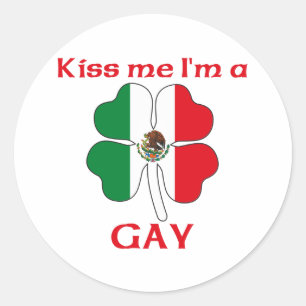 Gepersonaliseerde Mexicaanse kus me ik ben gay Ronde Sticker