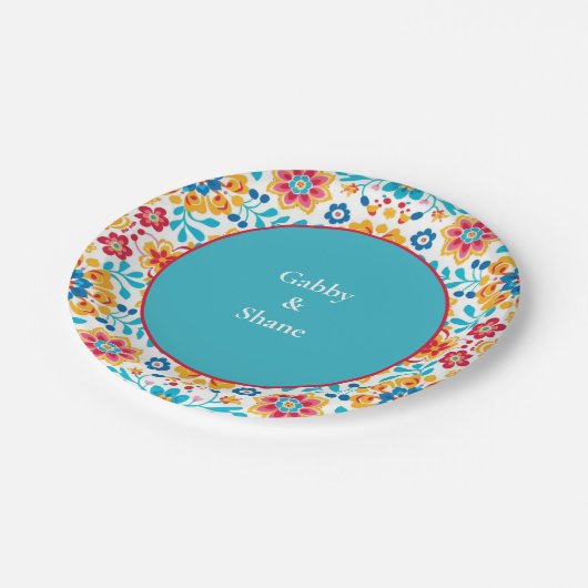 Gepersonaliseerde Mexicaanse thema koppels Douche Papieren Bordje (Gekanteld)