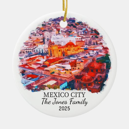 Gepersonaliseerde Mexico City Ornament, Mexico Keramisch Ornament (Voorkant)