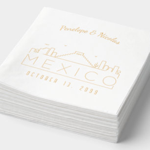Gepersonaliseerde Mexico Wedding Napkins Gold Foli Folie Servetten