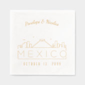 Gepersonaliseerde Mexico Wedding Napkins Gold Foli Folie Servetten (Voorkant)