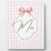 Gepersonaliseerde Mia Baby Girl Nursery Bow & Ging Fotoplaat (Voorkant)