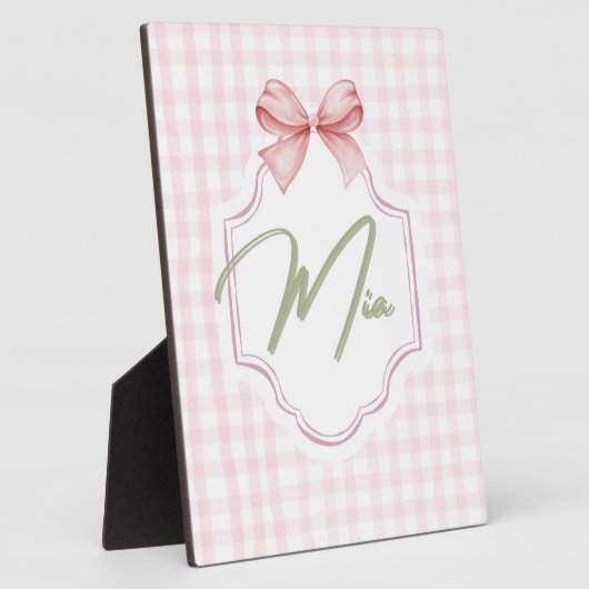 Gepersonaliseerde Mia Baby Girl Nursery Bow & Ging Fotoplaat (Zijkant)