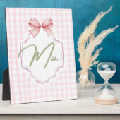 Gepersonaliseerde Mia Baby Girl Nursery Bow & Ging Fotoplaat (Zijkant)