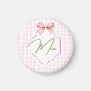 Gepersonaliseerde Mia Baby Girl Nursery Bow & Ging Magneet