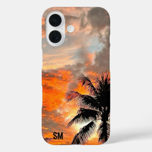 Gepersonaliseerde Miami Sunset Sturdy Apple iPhone 16 Hoesje