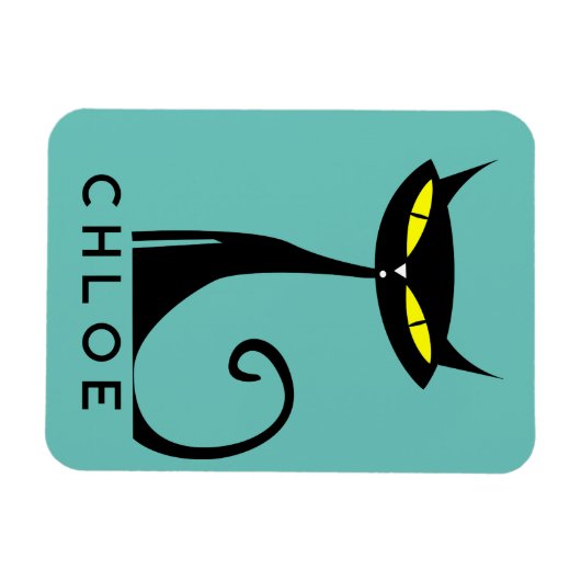 Gepersonaliseerde Mid Century Modern Atomic Black  Magneet (Horizontaal)