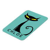 Gepersonaliseerde Mid Century Modern Atomic Black  Magneet (Linkerzijde)