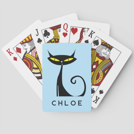 Gepersonaliseerde Mid Century Modern Atomic Black  Pokerkaarten (Achterkant)