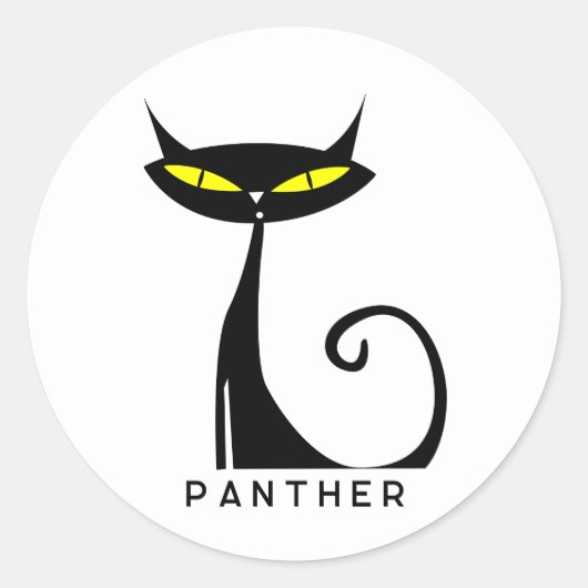 Gepersonaliseerde Mid Century Modern Atomic Black Ronde Sticker (Voorkant)