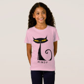 Gepersonaliseerde Mid Century Modern Atomic Black  T-shirt (Voorkant volledig)