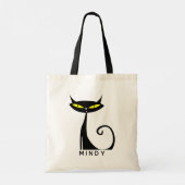Gepersonaliseerde Mid Century Modern Atomic Black  Tote Bag (Achterkant)