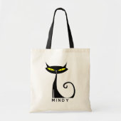 Gepersonaliseerde Mid Century Modern Atomic Black  Tote Bag (Voorkant)