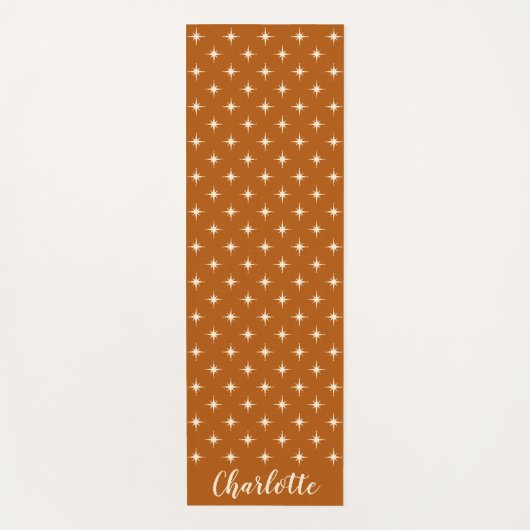 Gepersonaliseerde Mid Century Modern Retro Rust Si Yogamat (Voorkant)