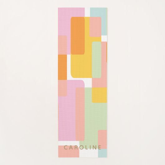 Gepersonaliseerde Mid-Century Moderne Pastels Geom Yogamat (Voorkant)