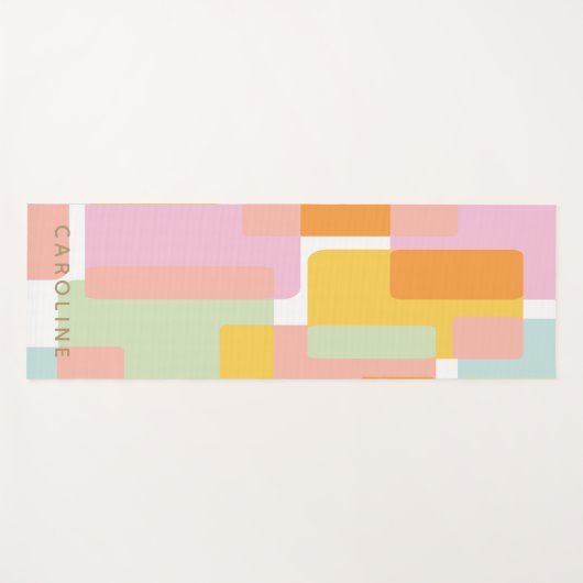 Gepersonaliseerde Mid-Century Moderne Pastels Geom Yogamat (Voorkant (horizontaal))