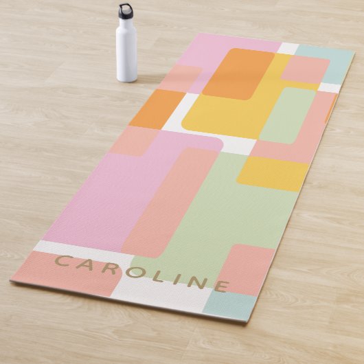 Gepersonaliseerde Mid-Century Moderne Pastels Geom Yogamat (In situ)
