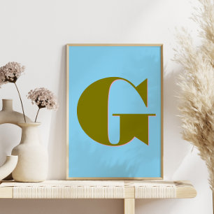 Gepersonaliseerde Mid Century Retro Letter Initiaa Poster