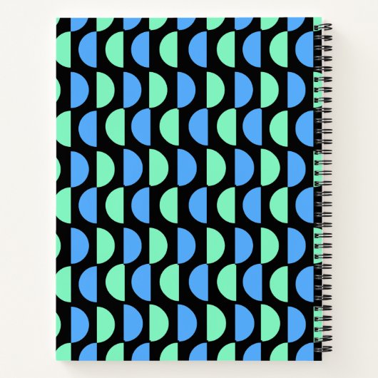 Gepersonaliseerde Mid Modern blauw groen Notitieboek (Achterkant)