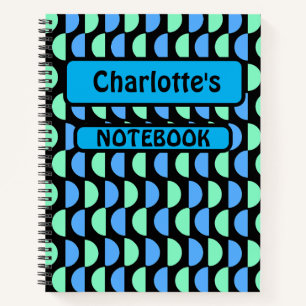 Gepersonaliseerde Mid Modern blauw groen Notitieboek