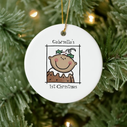 Gepersonaliseerde middelgrote Baby met middelhoge  Keramisch Ornament (Boom)