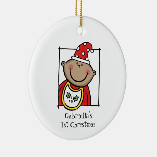 Gepersonaliseerde middelgrote Baby met middelhoge  Keramisch Ornament (Rechts)