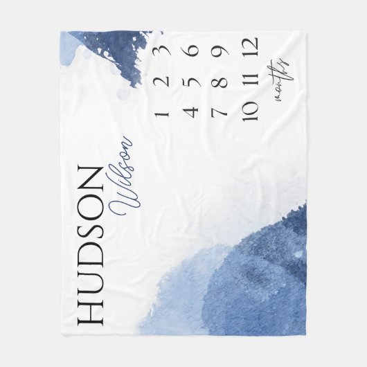Gepersonaliseerde mijlpaal Deken Baby Boy Deken (Voorkant)