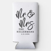 Gepersonaliseerde Mijnheer en Mevrouw Huwelijk Seltzer Blikjeskoeler (Achterkant)