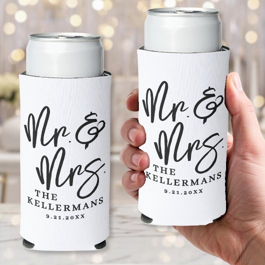 Gepersonaliseerde Mijnheer en Mevrouw Huwelijk Seltzer Blikjeskoeler