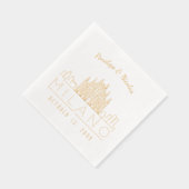 Gepersonaliseerde Milano Wedding Napkins Gold Foli Folie Servetten (Rechts)