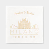 Gepersonaliseerde Milano Wedding Napkins Gold Foli Folie Servetten (Voorkant)