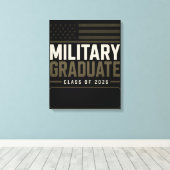 Gepersonaliseerde Militaire Afgestudeerde 2026 Naa Canvas Afdruk (Insitu (Houten vloer))